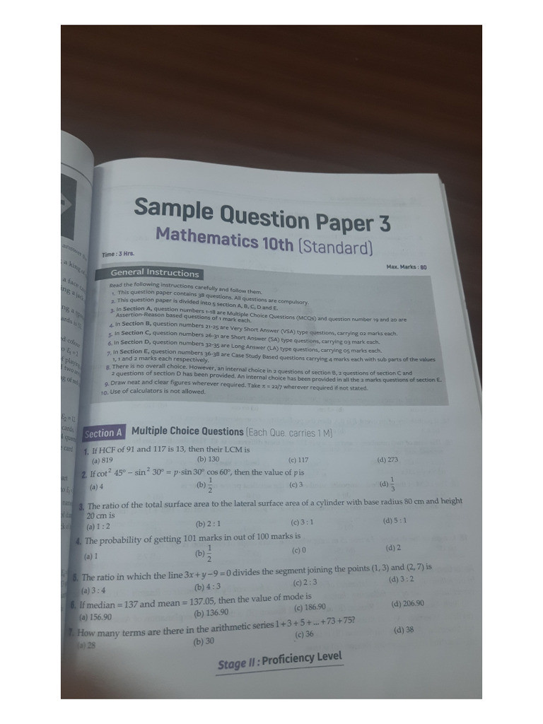 Maths Sample Paper 1 | PDF