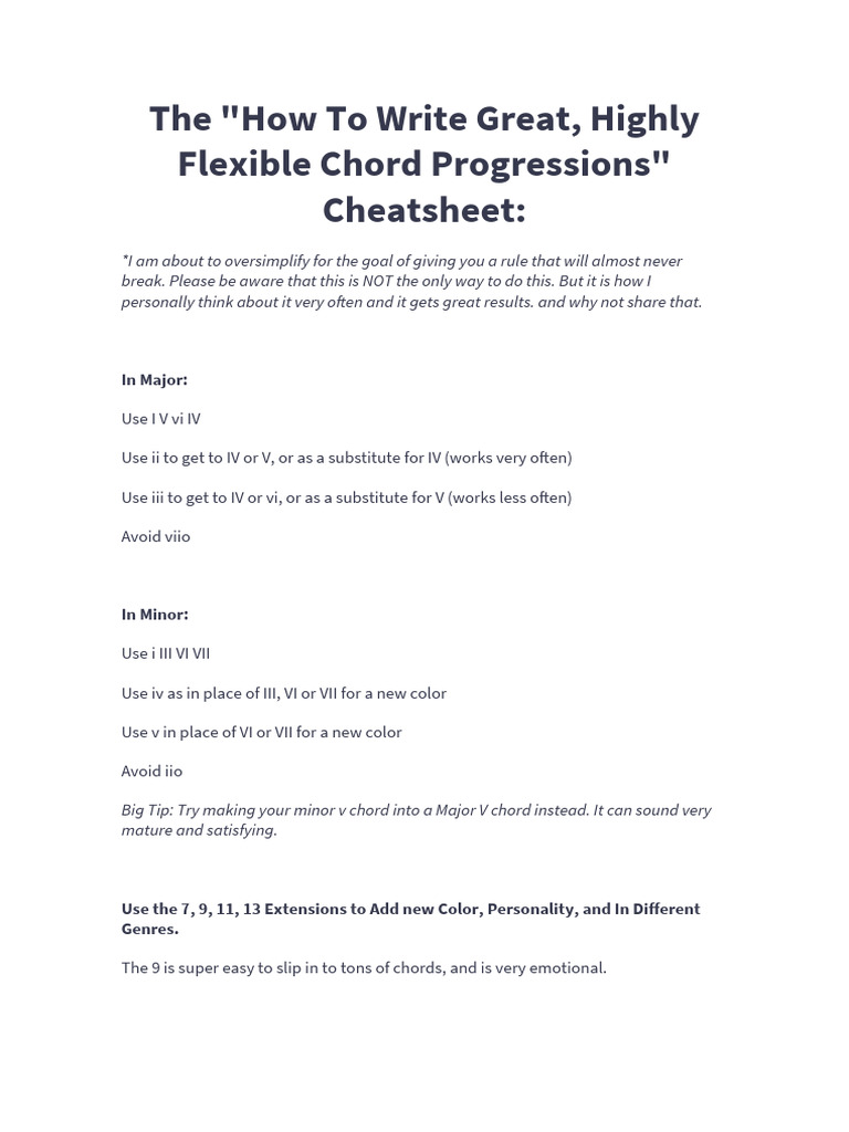 How To Write Great, Highly Flexible Chord Progressions | PDF | Chord ...