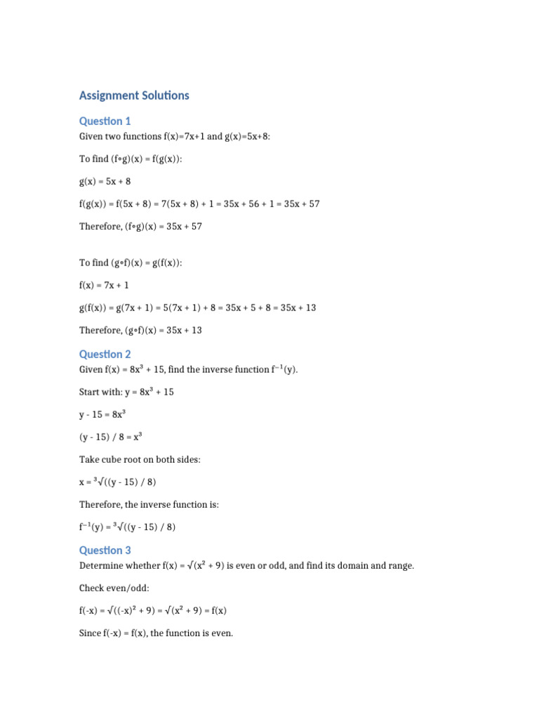 Function Operations and Inverses Explained | PDF