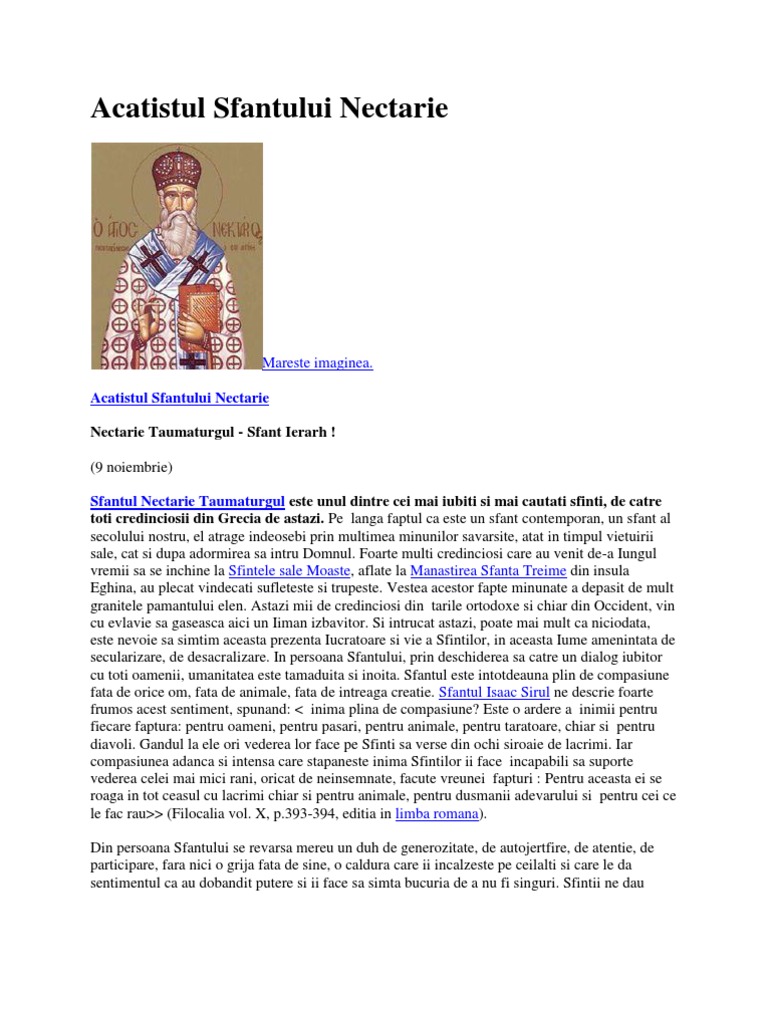 Acatistul Sfantului Nectarie Pdf