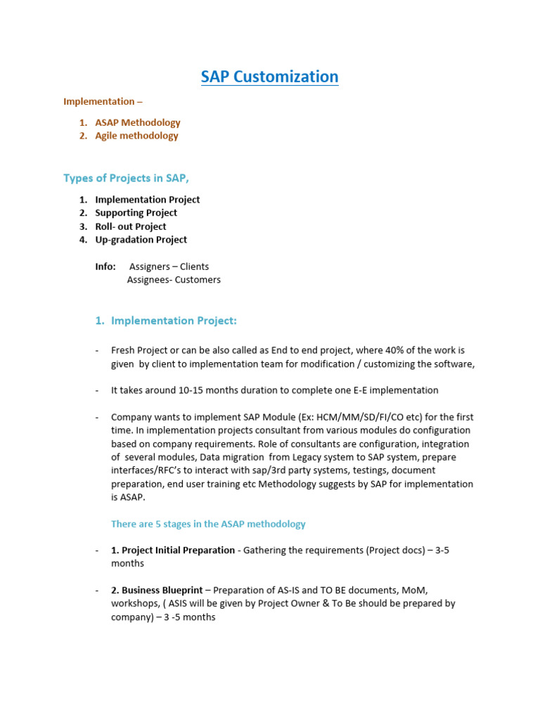 SAP Customization Project Types Explained | PDF | Computer Science ...