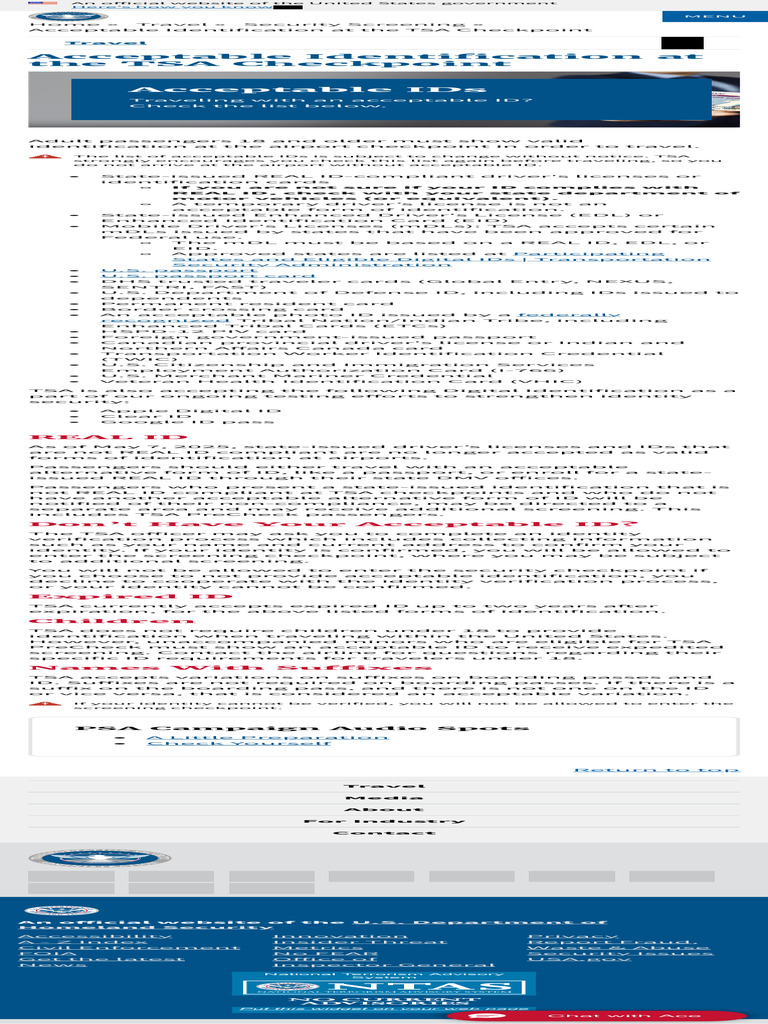 TSA Acceptable IDs for Travel | PDF | Identity Document ...