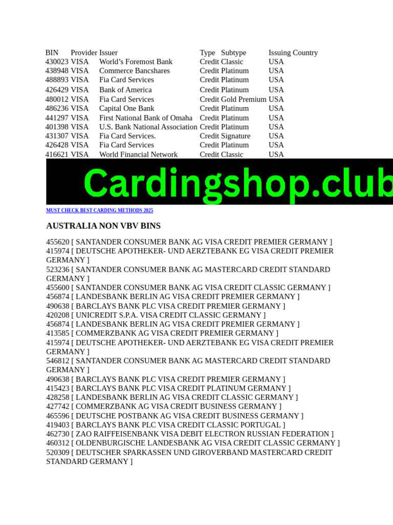 Non-VBV BINs List for 2025 | PDF | Debit Card | Visa Inc.