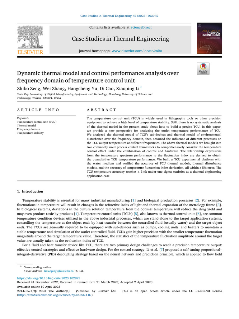 Dynamic Thermal Model and Control Performance Analysi 2023 Case Studies ...