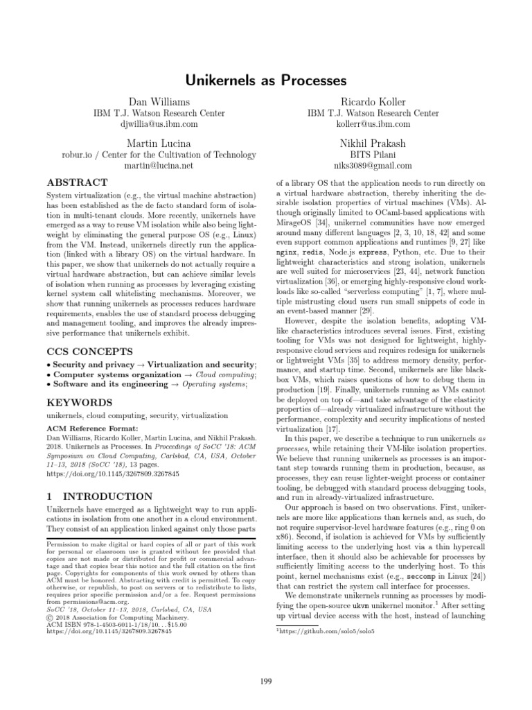 Unikernels: Process-Based Isolation | PDF | Kernel (Operating System ...