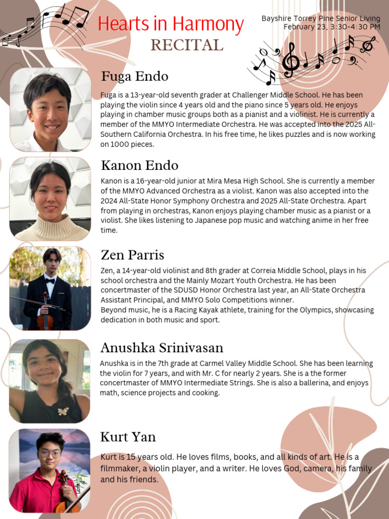 Young Musicians Recital Program | PDF | Orchestras | Viola