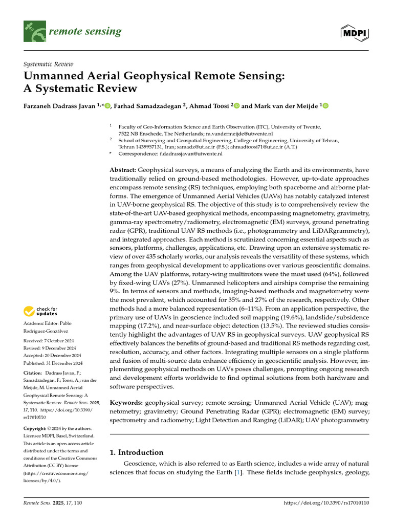 UAV Geophysical Remote Sensing Review | PDF | Magnetometer | Unmanned ...