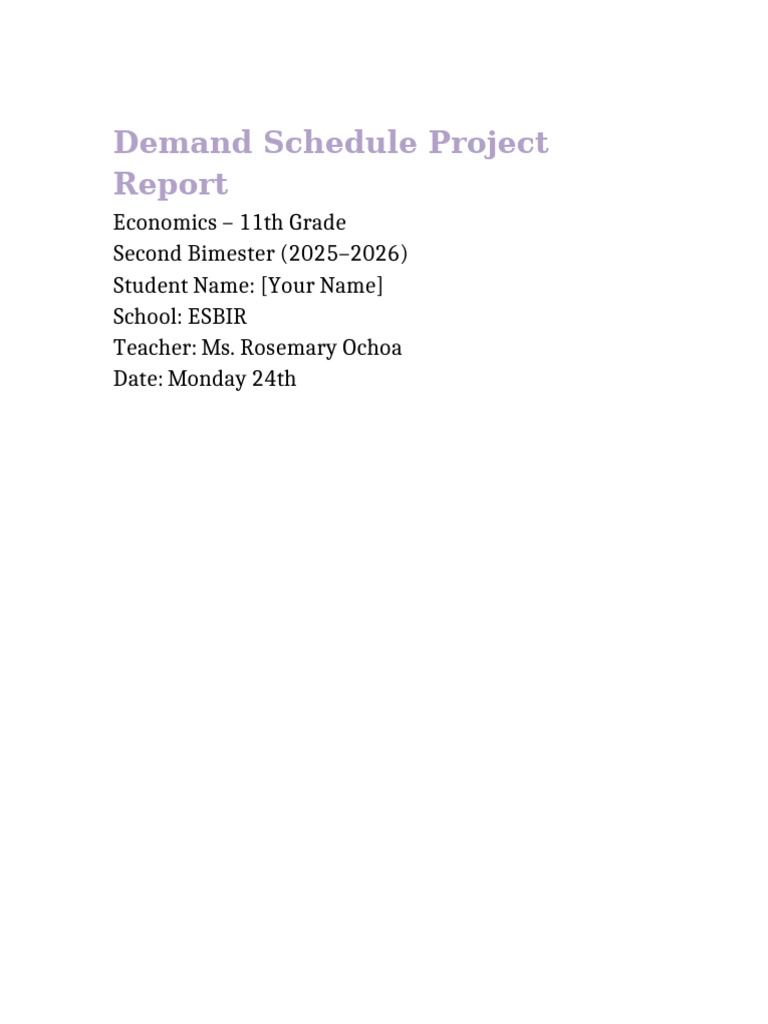 Demand Schedule Report | PDF | Demand | Prices