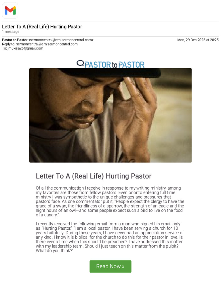 Gmail - Letter To A (Real Life) Hurting Pastor | PDF | Pastor