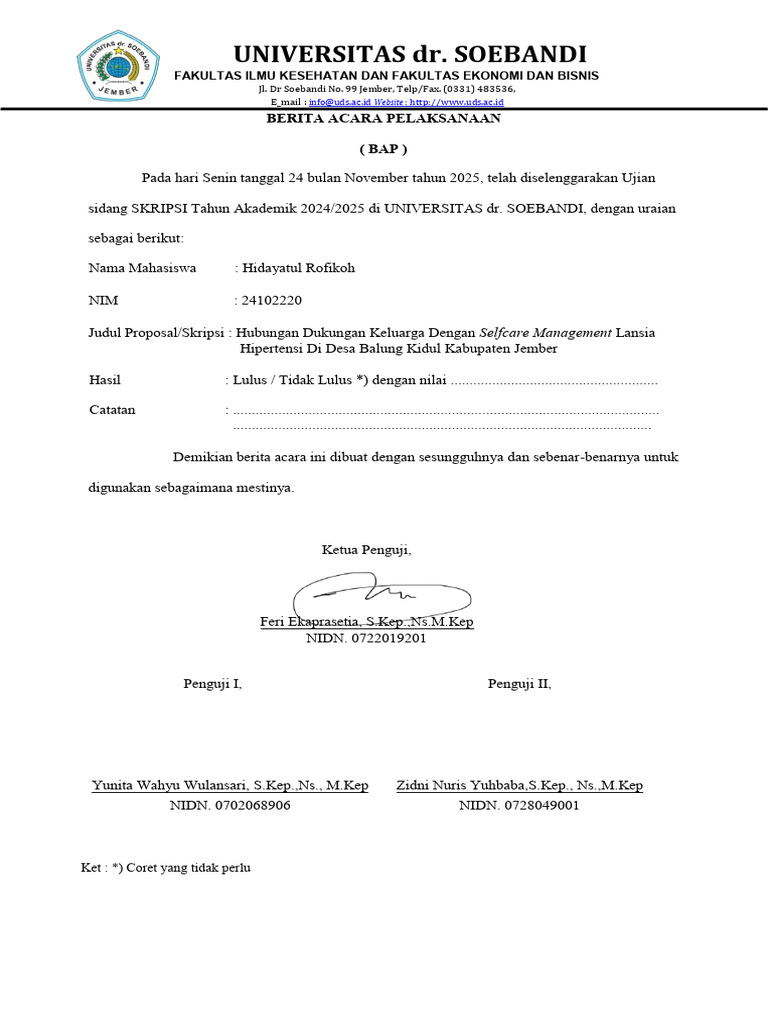 Form Bap, Nilai Skripsi | PDF