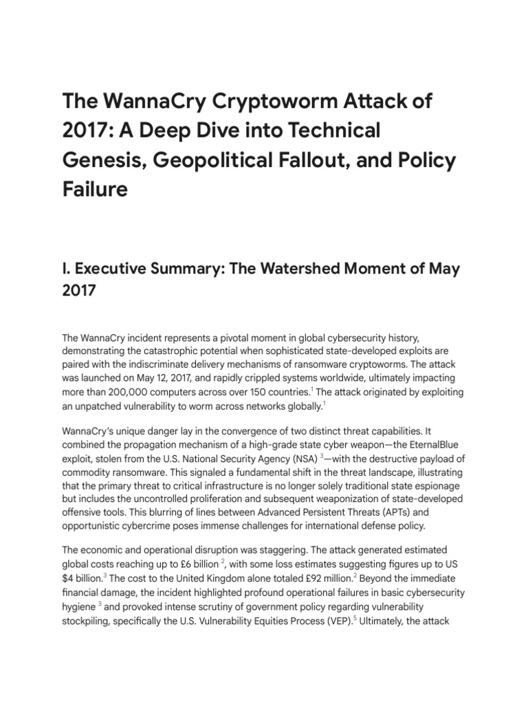 WannaCry Attack: Cybersecurity Breakdown | PDF | Ransomware | Computer ...
