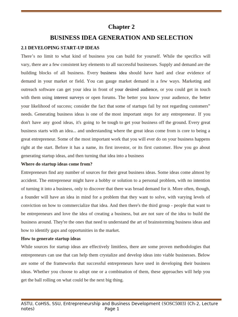 Startup Idea Generation Strategies | PDF | Marketing | Entrepreneurship