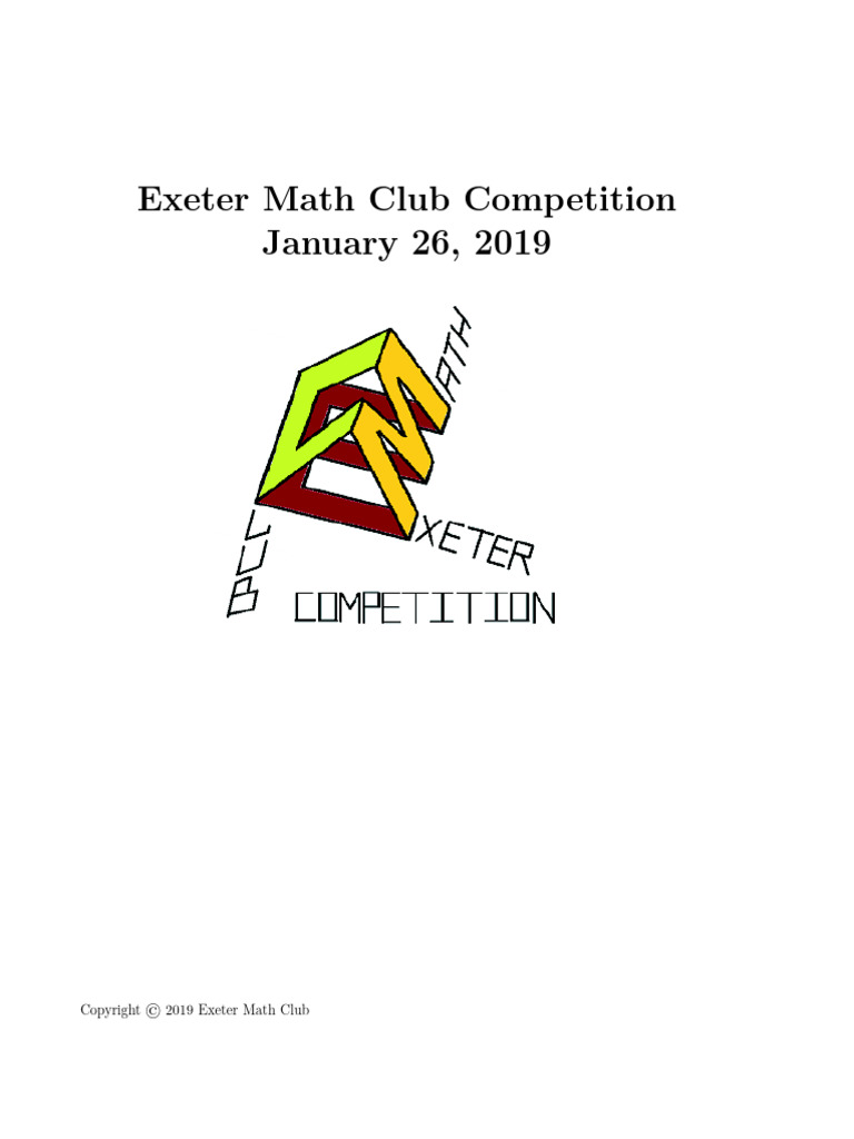 Exeter Math Club 2019 Competition Problems | PDF | Triangle | Area