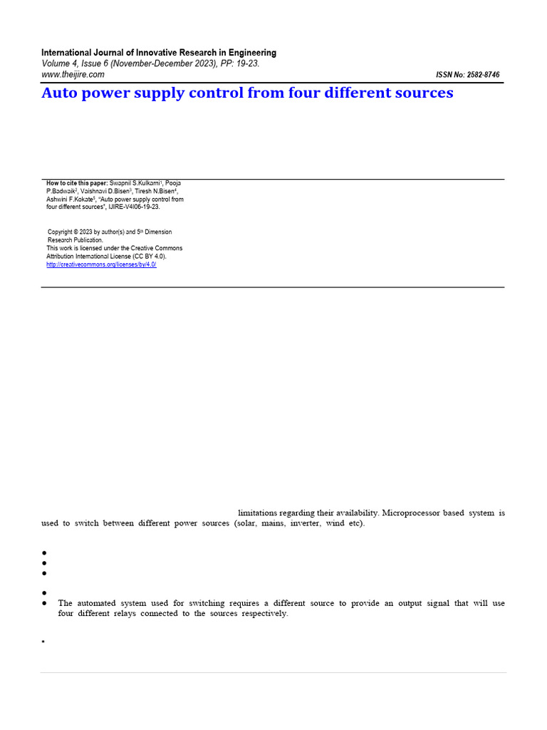 Auto Power Supply Control From Four Different Sources | PDF | Rectifier ...