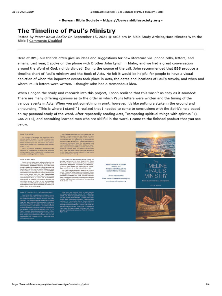 Timeline of Paul's Ministry Explained | PDF | Paul The Apostle ...