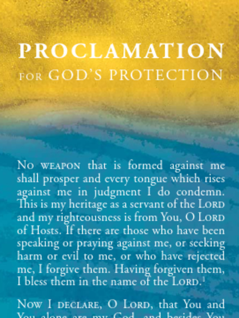 Declaration of God's Protection | PDF | Grace In Christianity | Jesus