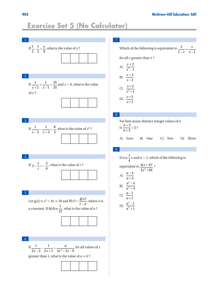 SAT Advanced Math Exercise Set | PDF | Mathematics | Number Theory