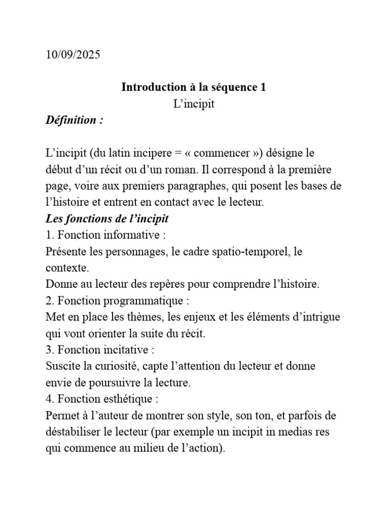 Comprendre l'Incipit et la Digression | PDF
