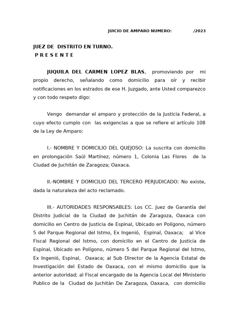 Amparo contra orden de aprehensión 2023 | PDF | Derecho Constitucional ...