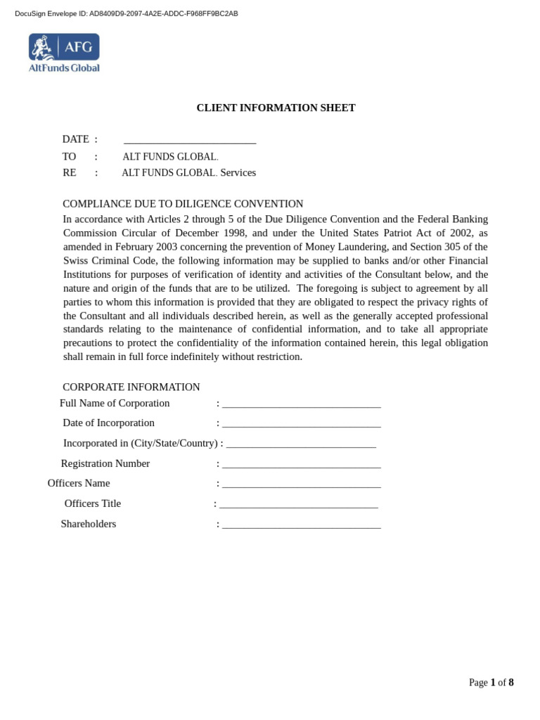 Client Information Sheet for Compliance | PDF | Email Address