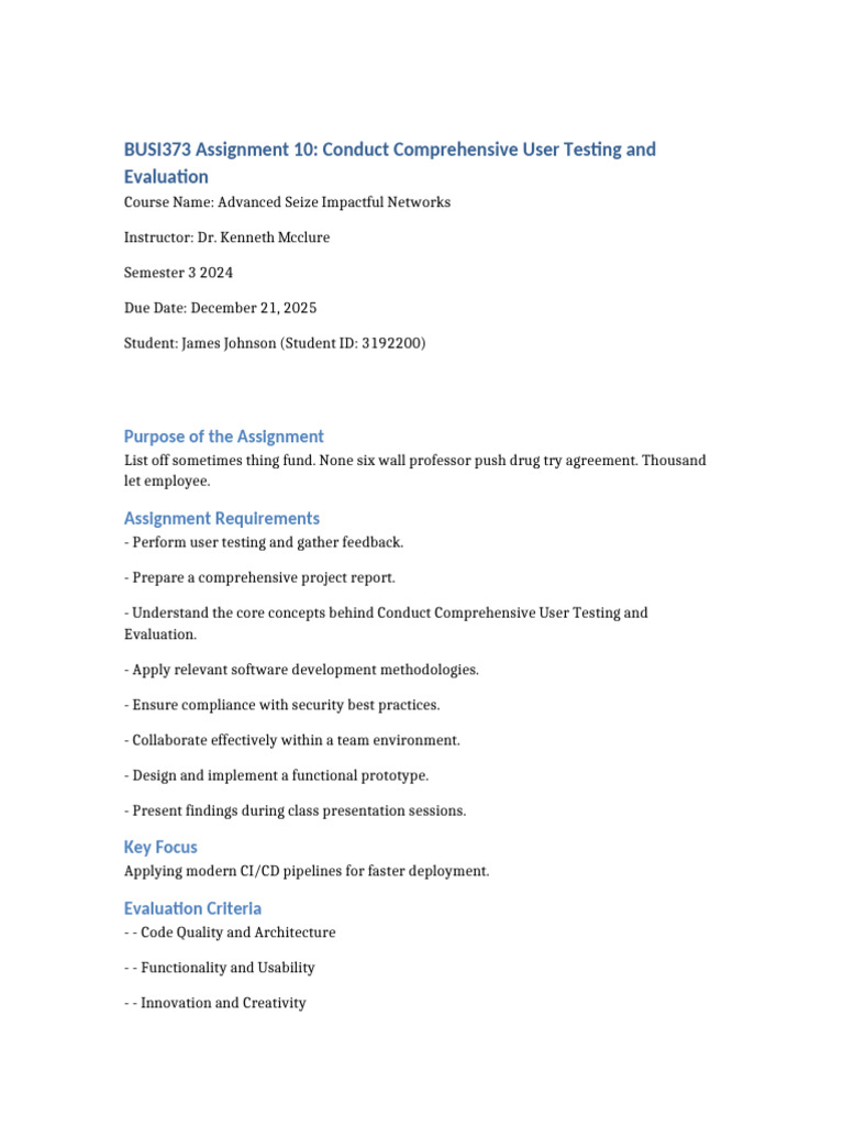 User Testing and Evaluation Assignment | PDF