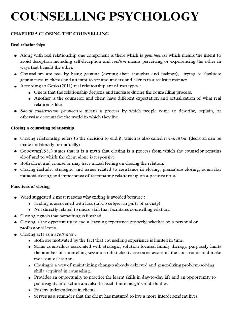 Closing the Counseling Relationship | PDF | Loneliness | Nonverbal ...