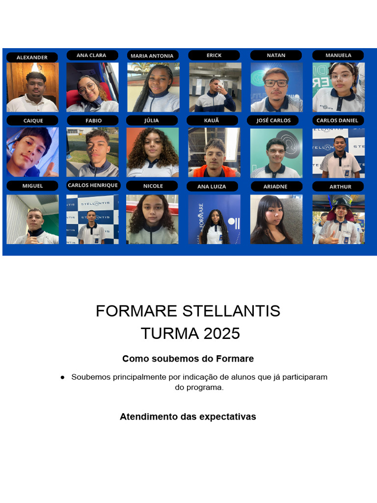 Experiências do Formare Stellantis 2025 | PDF