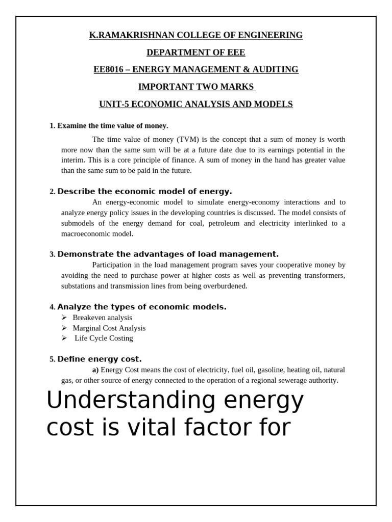 Economic Analysis in Energy Management | PDF | Net Present Value ...