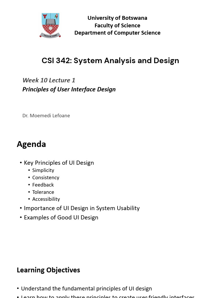 CSI-342-Week 10 - Lecture 1 - Principles of User Interface Design | PDF ...