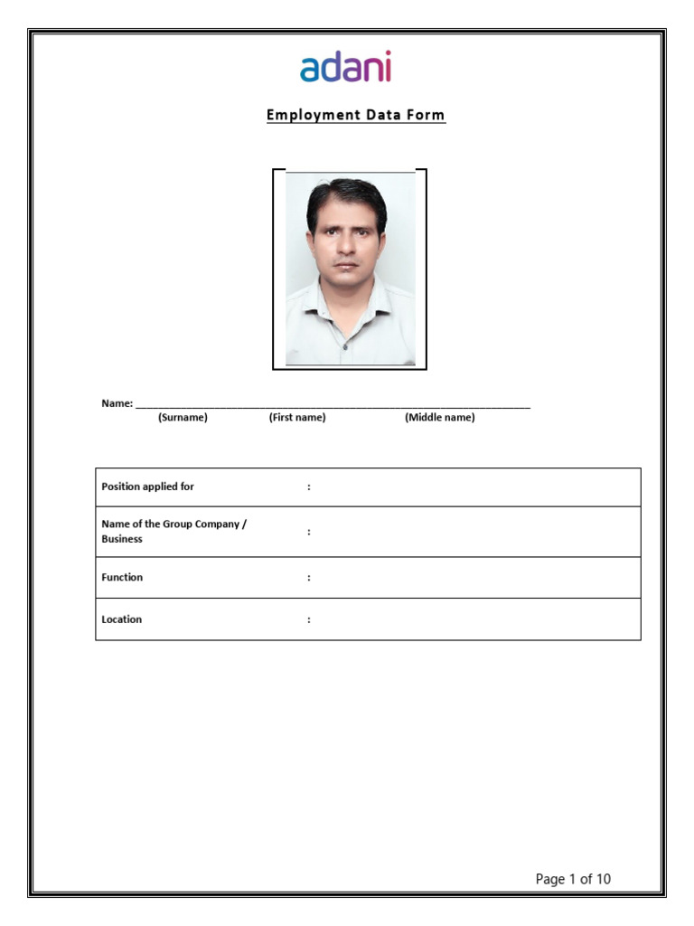 Employment Data Form Template | PDF