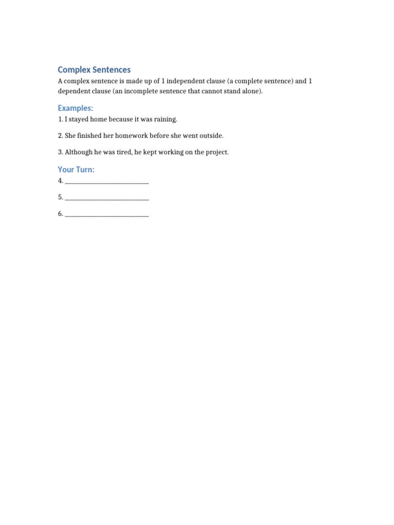 Understanding Complex Sentences | PDF