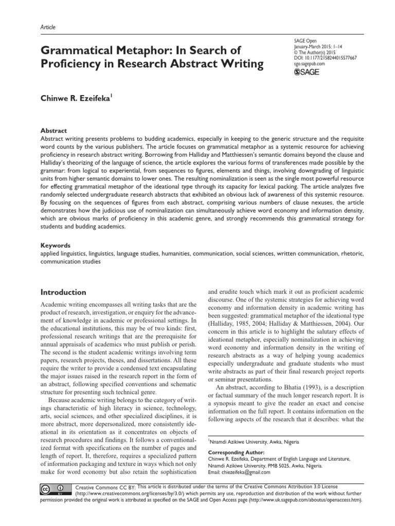 Grammatical Metaphor in Abstract Writing | PDF | Noun | Linguistics