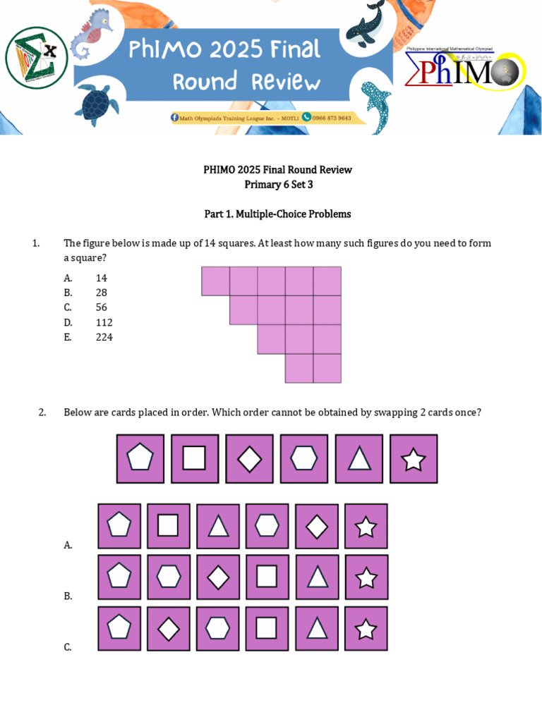 PHIMO 2025 Primary 6 Review Problems | PDF | Mathematics | Elementary ...