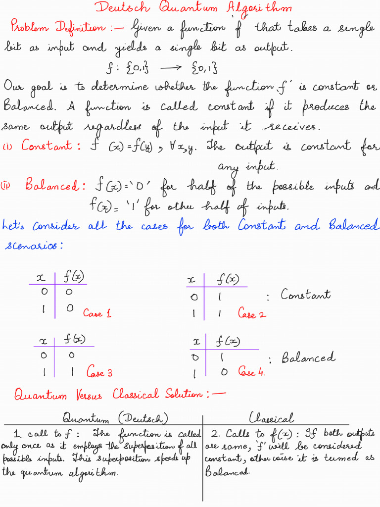 Deutsch and Deutsch-Jozsa Algorithms | PDF