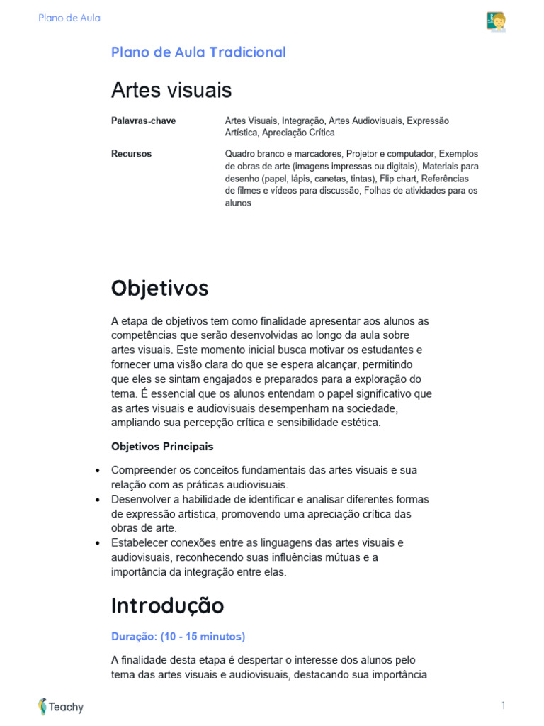Aula de Artes Visuais e Audiovisuais | PDF | Desenho | Estética