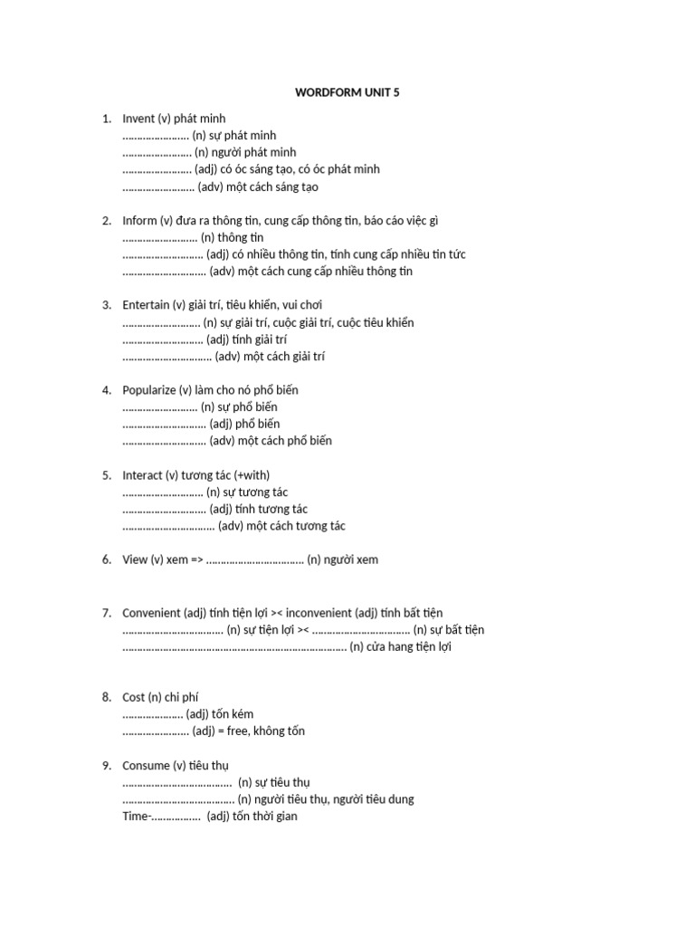 Wordform Unit 5 | PDF