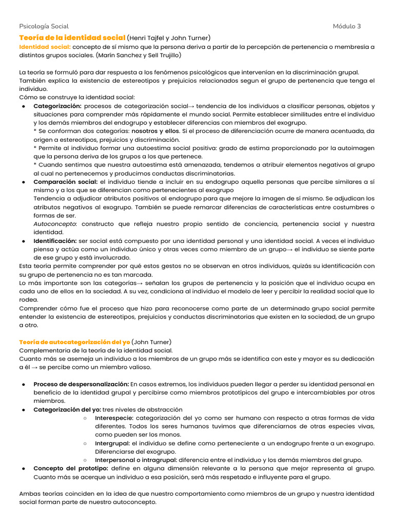 Teoría de la Identidad Social y Autoconcepto | PDF | Sicología ...