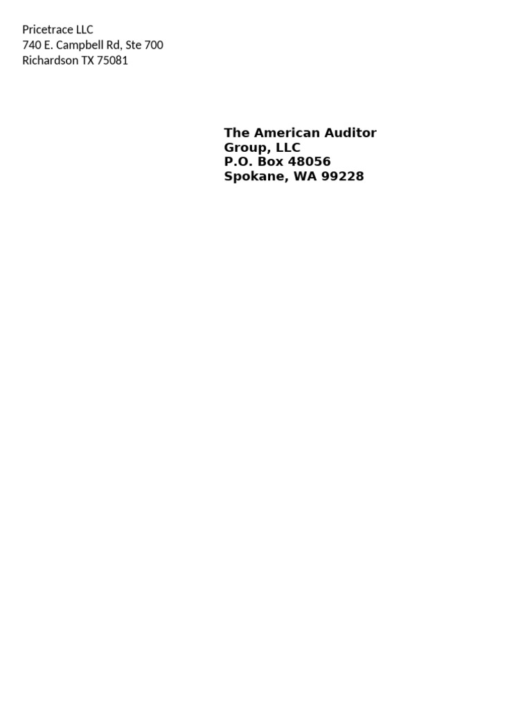 Pricetrace LLC and American Auditor Group | PDF