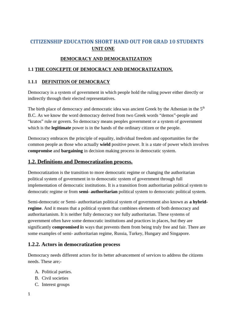 Citizenship Educa12 | PDF | Democracy | Political Ideologies
