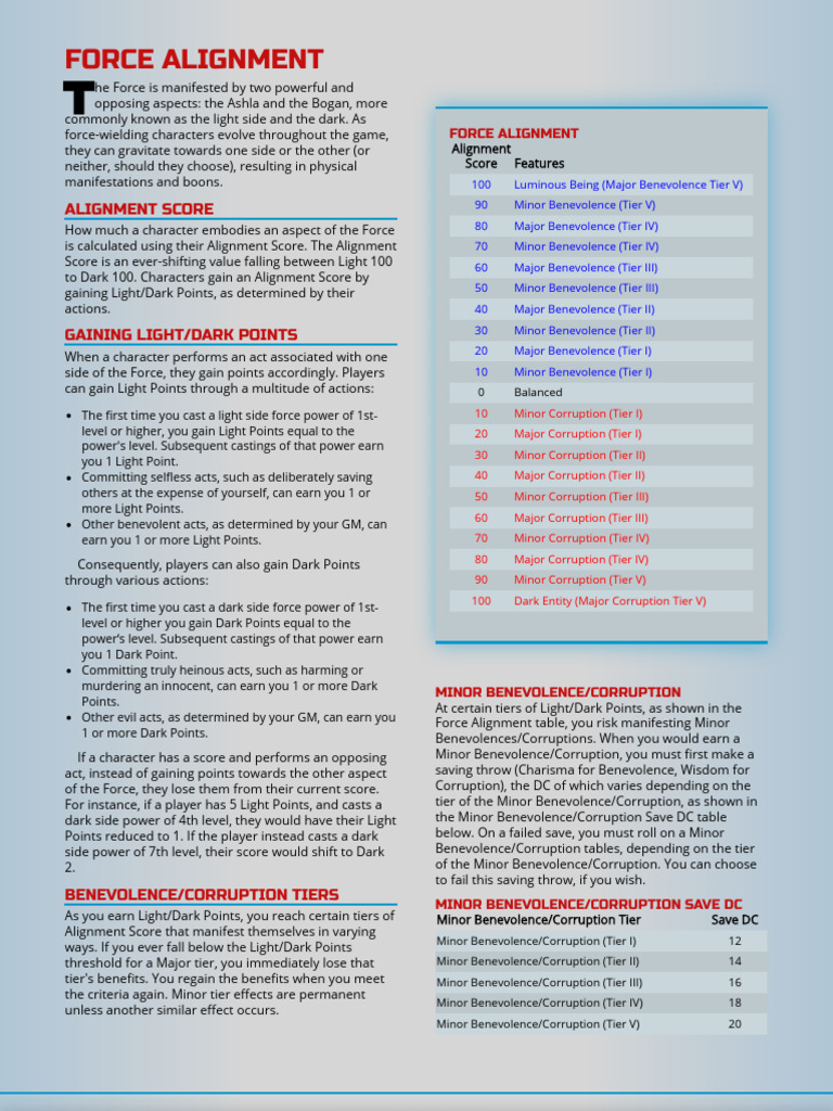 Force Alignment and Scoring System | PDF | Skywalker Family | Jedi