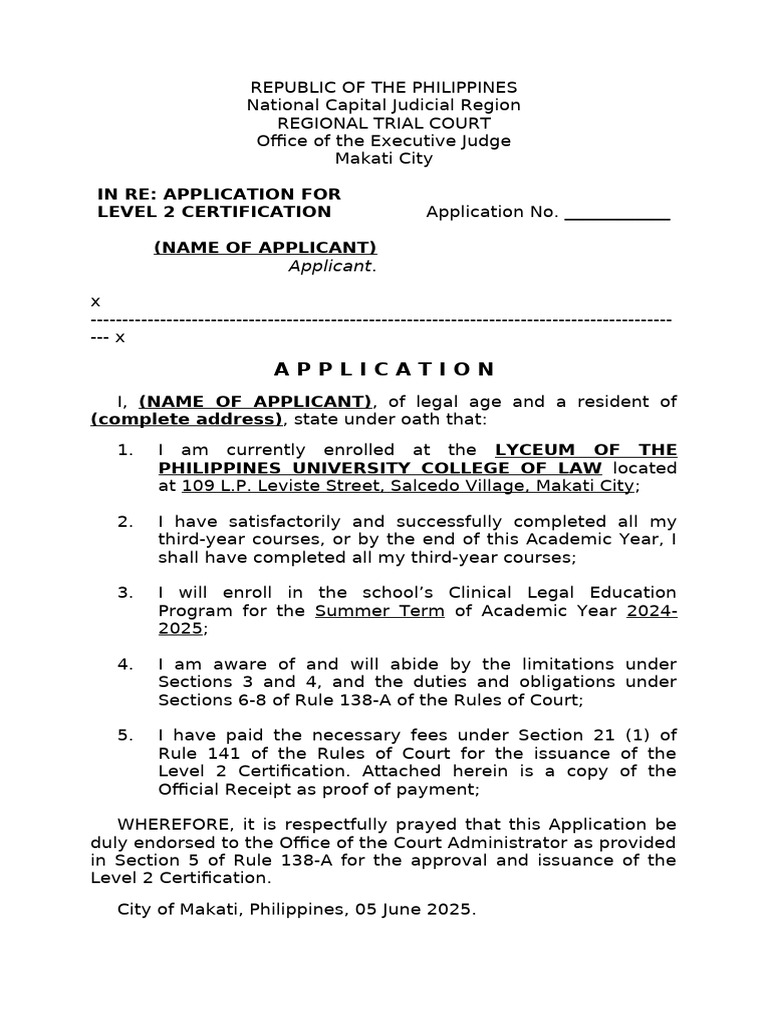 Lpu Clep Application For Level 2 Certification 2 | PDF