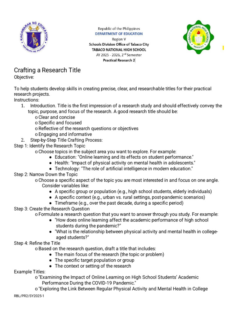 Crafting Effective Research Titles | PDF | Educational Technology ...
