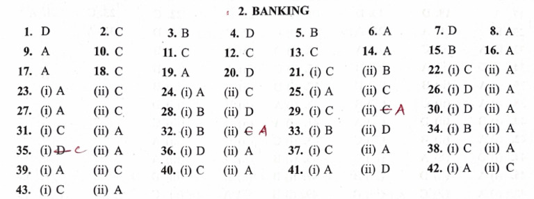 Banking MCQ's Answer Key | PDF