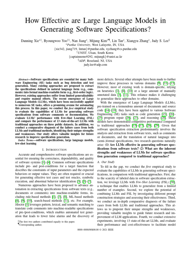 Evaluating LLMs for Software Specs | PDF | Computing | Software Engineering