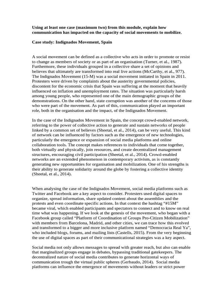 Impact of Communication on Indignados Movement | PDF | Social Movements ...
