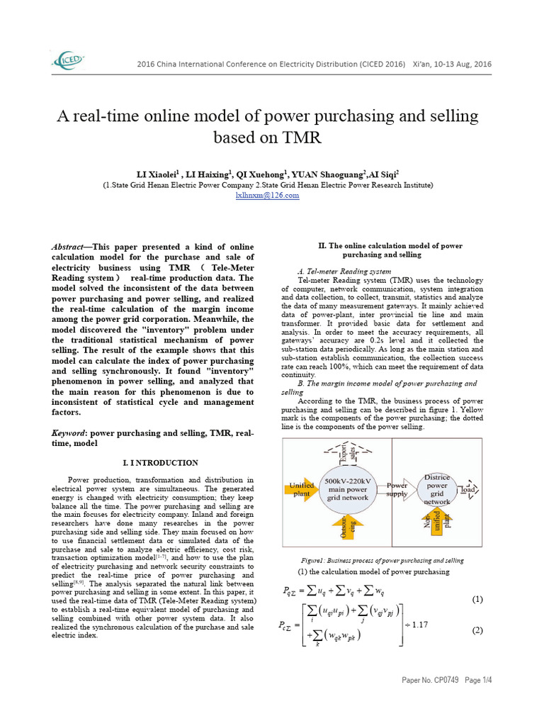 A Real-Time Online Model of Power Purchasing and Selling Based On TMR ...