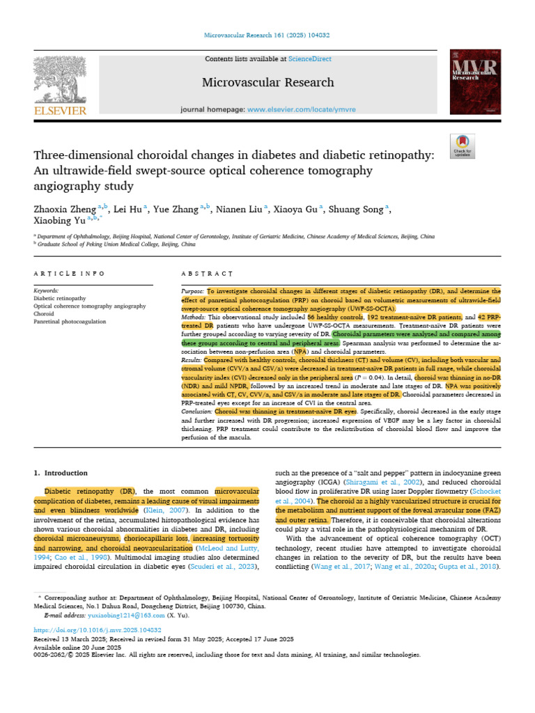 Choroidal Changes in Diabetic Retinopathy | PDF | Ophthalmology ...