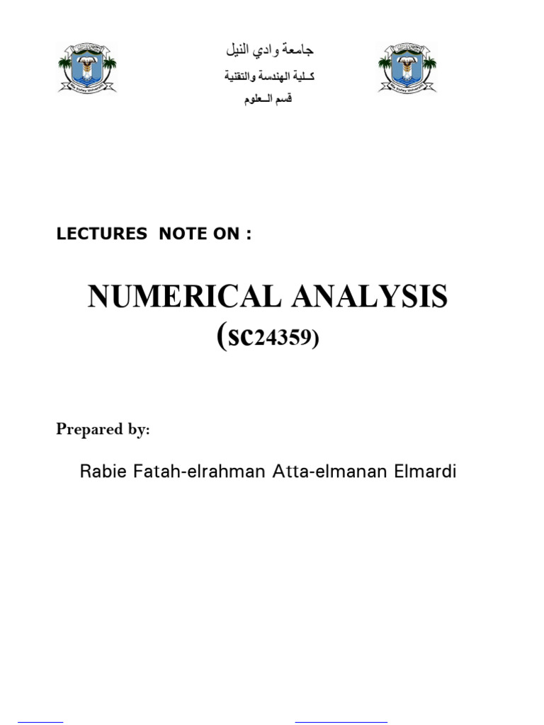 Numerical Analysis: Rabie Fatah-Elrahman Atta-Elmanan Elmardi | PDF