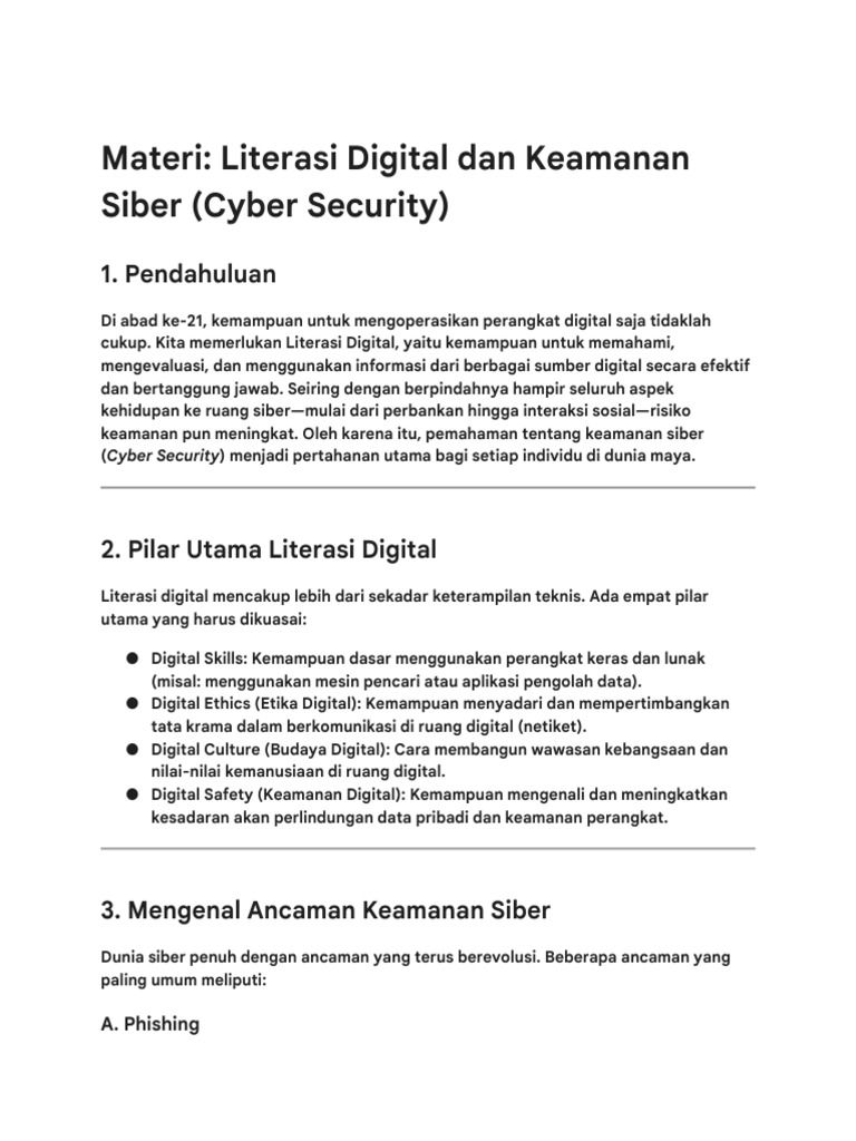 Literasi Digital dan Keamanan Siber | PDF