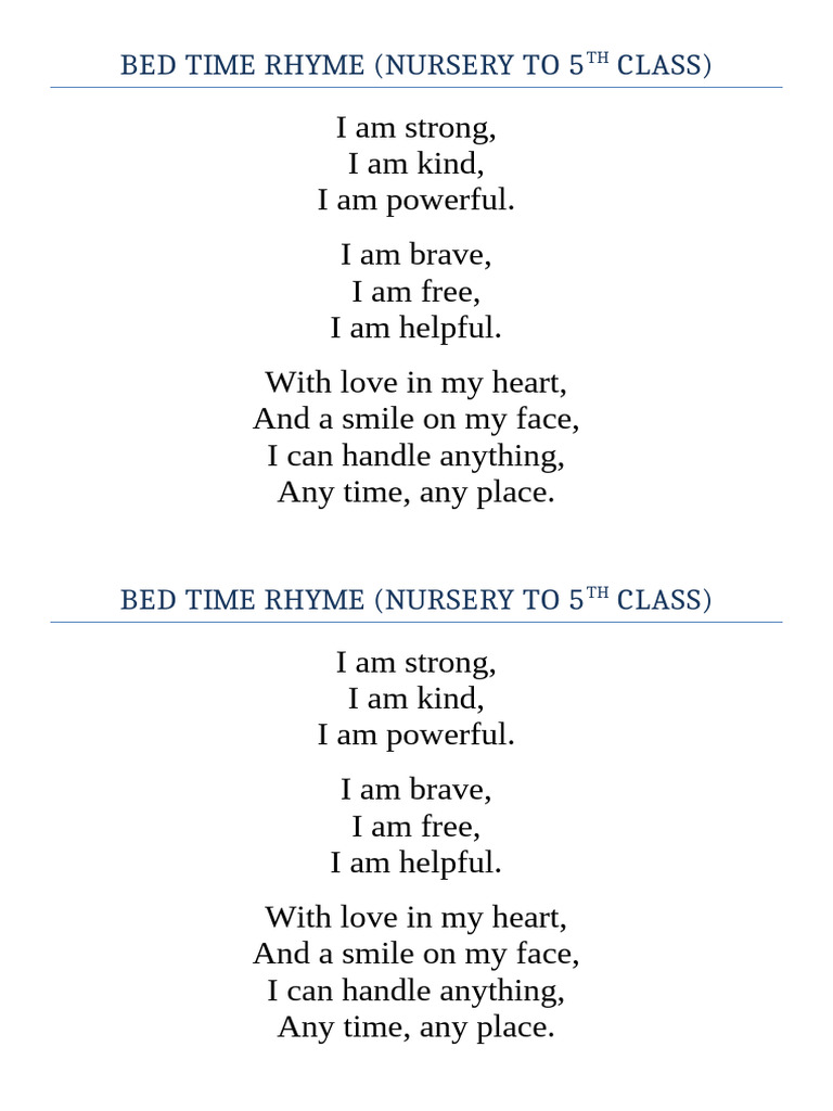 Empowering Bedtime Rhyme for Kids | PDF